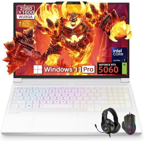 كمبيوتر محمول للألعاب Lenovo Legion 7i، شاشة 16 بوصة 2.5K 165 هرتز OLED 1 مللي ثانية، NVIDIA RTX 5060، Intel Core Ultra 7 255HX، 32 جيجابايت DDR5 5600MT/s، 1 تيرابايت SSD، Wi-Fi 7، لوحة مفاتيح بإضاءة خلفية، Windows 11 Pro، أبيض جليدي in Kuwait
