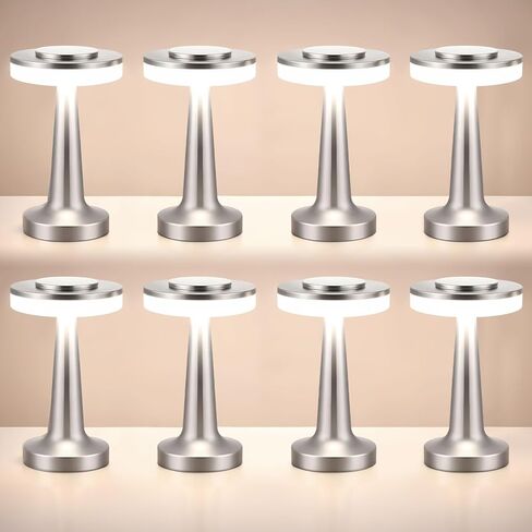 VIHOSE 8 Pcs 8 Pcs Cordless Table Lamps LED Portable Rechargeable Table Lamp with Touch Sensor 3 Color Dimming up to 15 Hours Battery Desk Light for Restaurant Nursery Living Room (Rose Gold) in Saudi Arabia