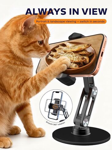 Phone Stand for Desk - Adjustable Height and Angle Foldable Cell Phone Stand Holder, No Dropping Stable Triple-Clamp Holder, Adjustable Tightness, Compatible with iPhone Android Phones, White in Saudi Arabia