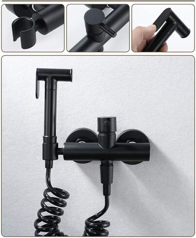 Hand HeldSprayer for Toilet,Black Sprayer Wall Mounted Cloth Diaper Sprayer for Toilet Water Sprayer-Adjustable Pressure Control in Saudi Arabia