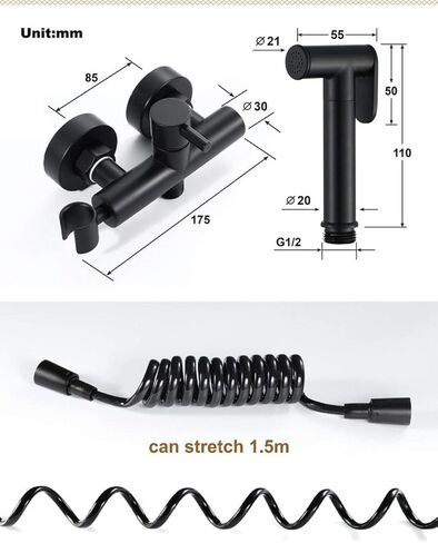 Hand HeldSprayer for Toilet,Black Sprayer Wall Mounted Cloth Diaper Sprayer for Toilet Water Sprayer-Adjustable Pressure Control in Saudi Arabia
