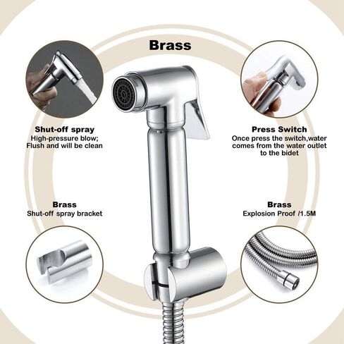 Round Rinse Faucet Toilet Flushing Faucet Sprayer Full Pressure and Leakproof HandheldToilet Sprayer Kit,Hand Held Cloth Diaper Sprayer for Toilet,Easy to Install in Saudi Arabia