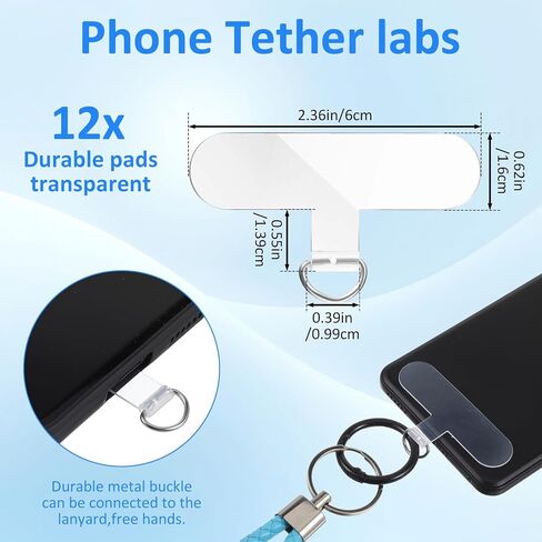 12Pcs Transparent Phone Tether Tab, Universal Phone Lanyard Patch for All Full PhoneCases in Saudi Arabia