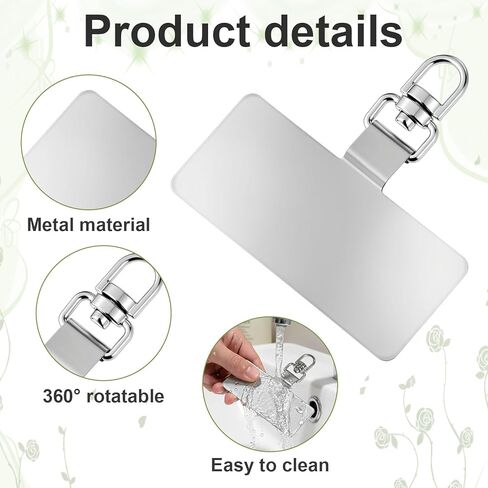 20 Pack Phone Tether Tab, 360° Rotatable Phone Lanyard Tab Stainless Steel Cellphone Lanyard Patch Universal Smartphone Lanyards Pad for Full Phones Cases (Silver) in Kuwait
