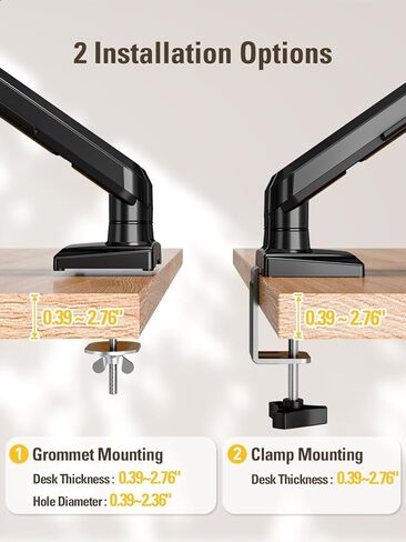 Dual Monitor Stand for 13-32 Inch Computer Screens, Dual Monitor Arms, Each Arm Holds 4.4-22lbs, Fully Adjustable Monitors Desk Mount with C-Clamp and Grommet Base, VESA 75x75/100x100mm in Kuwait