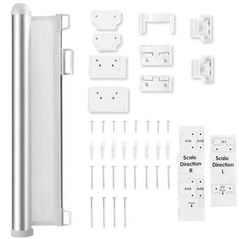 Costzon Baby Mesh Retractable Gates, Extra Wide Flexible Extension Safety Gate/Pet Dog Gate for Stairs/Doors/Hallways, Waterproof Rustproof Aluminum Pets Gate (White) in Saudi Arabia