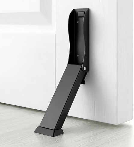 Foldable Kickdown Door Stopper Heavy Duty Tall Door Stop Kick Down Holder for Bottom of Door, Wall Protector for Gaps Under 10cm, No Bending Operation, Black (1 Pack) in Saudi Arabia