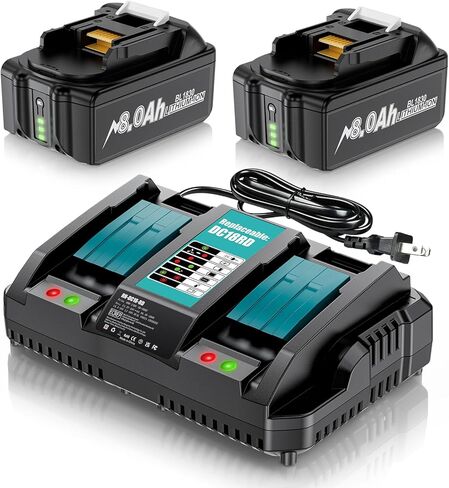 2 حزمة بطارية بديلة 8.0 أمبير لبطارية ماكيتا 18 فولت متوافقة مع BL1860 BL1850B BL1840B BL1830B BL1820 BL1815B تناسب مع شاحن بطارية ماكيتا 18 فولت وأداة in Kuwait