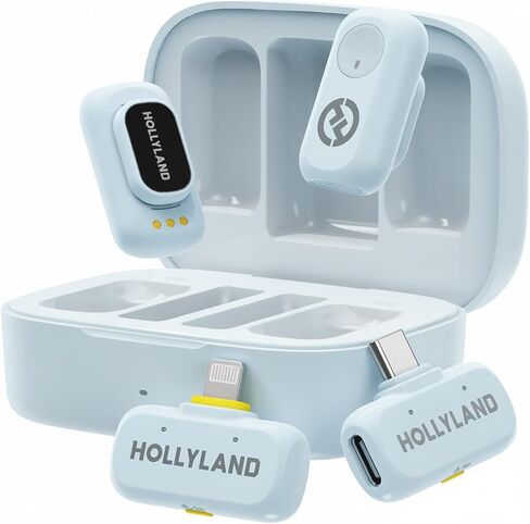 Hollyland Lark A1 Wireless Microphone for iPhone 17/16/15 & Android, 48kHz/24-bit, 3-Level Intelligent Noise Cancel, Magnetic Mini Mic for YouTube, Podcast, Vlogging (Black, 2TX + USB-C RX) in Saudi Arabia
