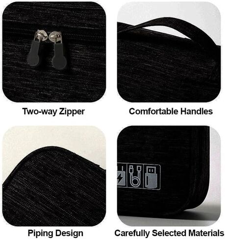 Travel Electronics Organizer, Cable Organizer Bag for Electronic Accessories, Large Multiple Compartments for Chargers Cables Earphones and Tech Accessories, Travel Home Office Storage Case, Black in Saudi Arabia