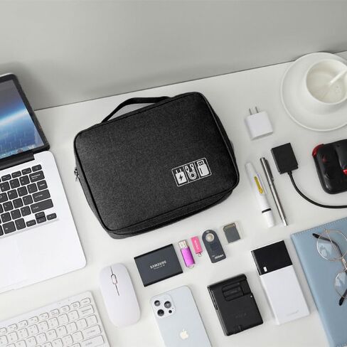Travel Electronics Organizer, Cable Organizer Bag for Electronic Accessories, Large Multiple Compartments for Chargers Cables Earphones and Tech Accessories, Travel Home Office Storage Case, Black in Saudi Arabia