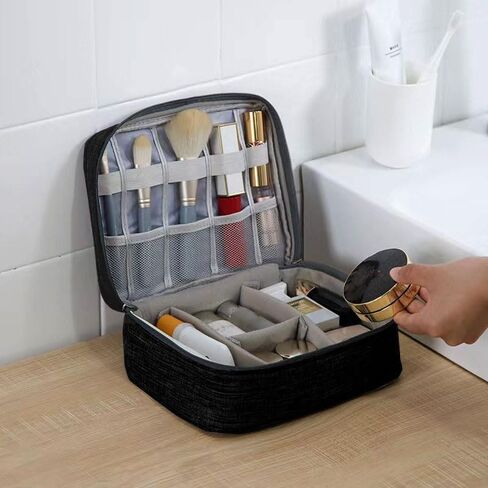 Travel Electronics Organizer, Cable Organizer Bag for Electronic Accessories, Large Multiple Compartments for Chargers Cables Earphones and Tech Accessories, Travel Home Office Storage Case, Black in Saudi Arabia