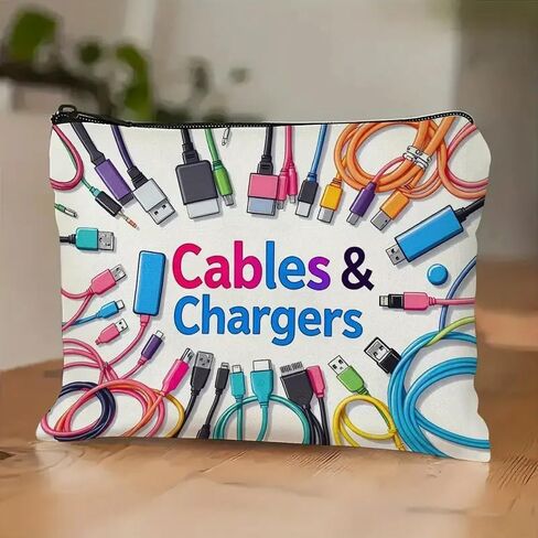 Colorful Cable and Charger Storage Bag - Versatile Travel Organizer for Chargers, Cables, Electronic Devices, and Accessories in Saudi Arabia