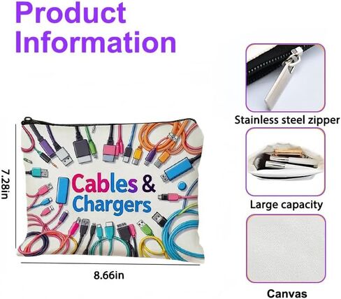 Colorful Cable and Charger Storage Bag - Versatile Travel Organizer for Chargers, Cables, Electronic Devices, and Accessories in Saudi Arabia