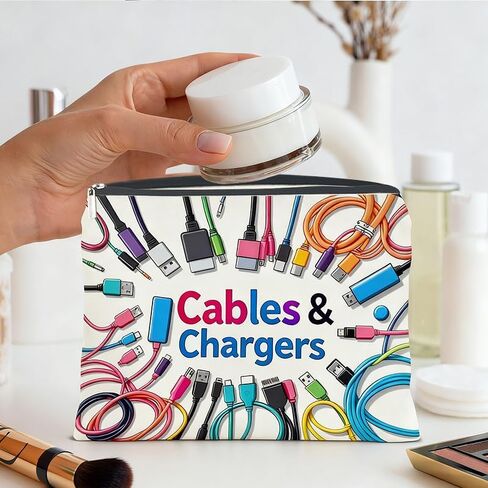 Colorful Cable and Charger Storage Bag - Versatile Travel Organizer for Chargers, Cables, Electronic Devices, and Accessories in Saudi Arabia