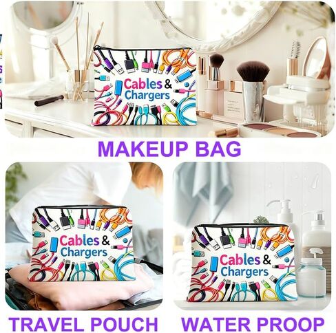 Colorful Cable and Charger Storage Bag - Versatile Travel Organizer for Chargers, Cables, Electronic Devices, and Accessories in Saudi Arabia