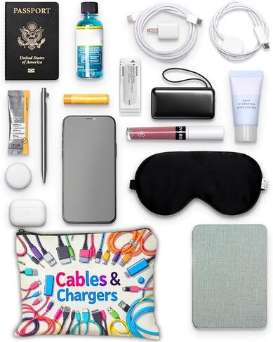 Colorful Cable and Charger Storage Bag - Versatile Travel Organizer for Chargers, Cables, Electronic Devices, and Accessories in Saudi Arabia