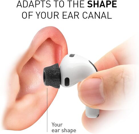 ADV. Eartune Fidelity UF-A3 | Replacement Memory-Foam Tips for AirPods Pro 3 | Secure Fit, All-Day Comfort, Superior Noise Isolation, Rich Bass, Built-in Wax Guard | Black [Large] [3-Pairs] in Saudi Arabia