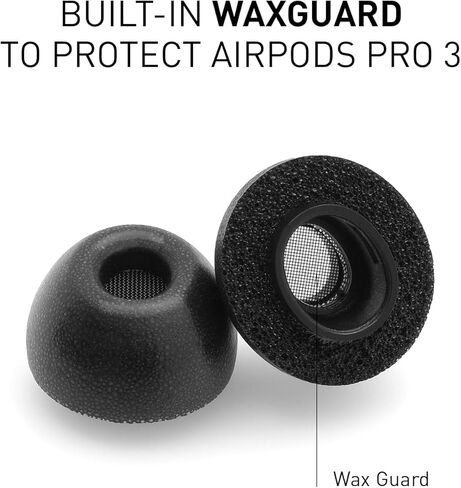 ADV. Eartune Fidelity UF-A3 | Replacement Memory-Foam Tips for AirPods Pro 3 | Secure Fit, All-Day Comfort, Superior Noise Isolation, Rich Bass, Built-in Wax Guard | Black [Large] [3-Pairs] in Saudi Arabia