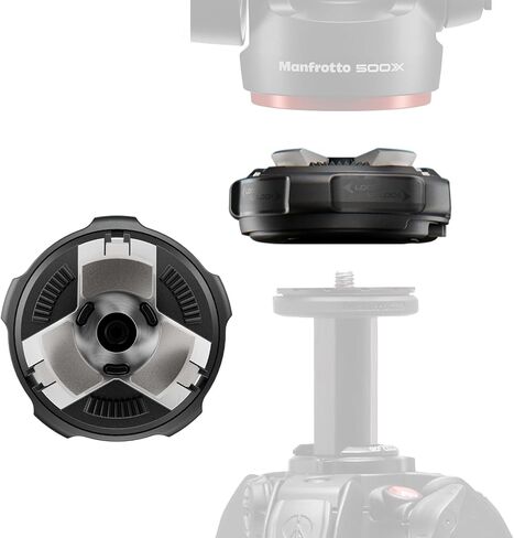 Manfrotto XCHANGE إصدار سريع، نظام عالمي لملحقات حامل ثلاثي القوائم، آلية القاعدة واللوحة، حمولة 20 كجم، ألومنيوم خفيف الوزن، خيوط 3/8 بوصة و1/4 بوصة، للصور والفيديو ومعدات الإضاءة in Kuwait