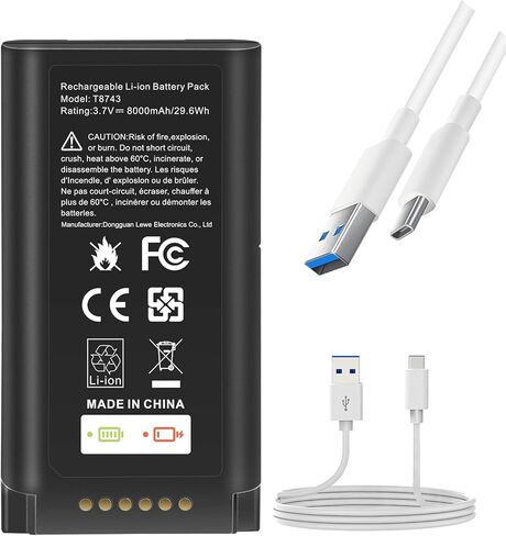 Fancy Buying 8000mAh Rechargeable Battery Replacement for Eufy Security E340 Video Doorbell E340/C31, Part Number HB-E340 T8743 with Type-C Charge Cable in Saudi Arabia
