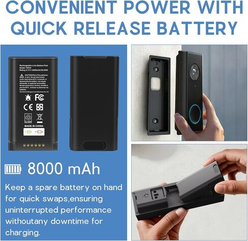 Fancy Buying 8000mAh Rechargeable Battery Replacement for Eufy Security E340 Video Doorbell E340/C31, Part Number HB-E340 T8743 with Type-C Charge Cable in Saudi Arabia