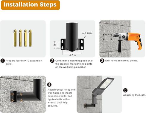 AIKVSXER Wall Mount Bracket for Outdoor LED Lights L Shape Round Pole Mounting Bracket Wall Mounted Adapter for Outdoor LED Parking Lot Lights Street Lights Post Top Light in Saudi Arabia
