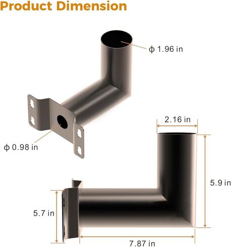 AIKVSXER Wall Mount Bracket for Outdoor LED Lights L Shape Round Pole Mounting Bracket Wall Mounted Adapter for Outdoor LED Parking Lot Lights Street Lights Post Top Light in Saudi Arabia