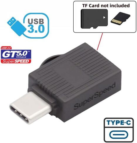 قارئ بطاقات CY USB C، محول قارئ بطاقات USB 3.0 من النوع C إلى Micro SD SDXC TF لأجهزة الكمبيوتر المحمول والهواتف اللوحية بسرعة 5 جيجابت في الثانية in Saudi Arabia