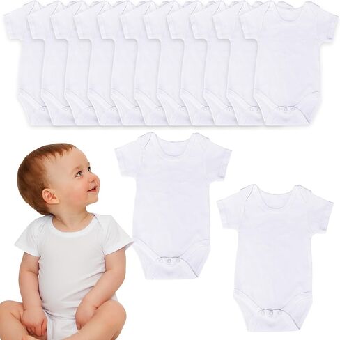 12 Pcs Baby Bodysuit White Short Sleeve Shirt Cotton Blank baby Romper for Baby Boys Girls in Saudi Arabia