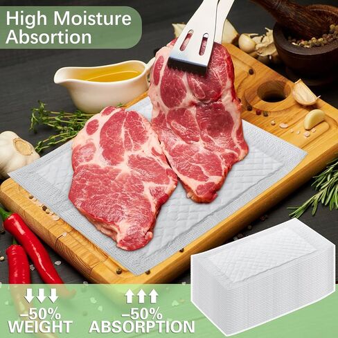 200Pcs Meat Absorbent Pads 4x7 Inch Meat Soaker Pads for for Vacuum Sealer Bags Fish Dry Clean for Kitchen and Shop,60 Grams in Saudi Arabia
