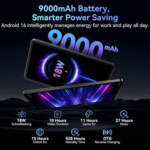 تابلت N90 Android 16، تابلت 12 بوصة 2K FHD+، تابلت Android مع لوحة مفاتيح، 5G WiFi، 24GB+128GB/2TB، معرف الوجه، 9000 مللي أمبير، ضمان 4 سنوات، Widevine L1، OTG، 1217-BOX، حافظة وقلم in Kuwait