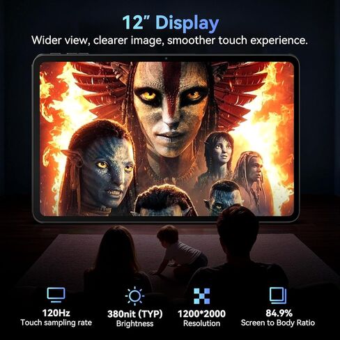 تابلت N90 Android 16، تابلت 12 بوصة 2K FHD+، تابلت Android مع لوحة مفاتيح، 5G WiFi، 24GB+128GB/2TB، معرف الوجه، 9000 مللي أمبير، ضمان 4 سنوات، Widevine L1، OTG، 1217-BOX، حافظة وقلم in Kuwait