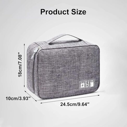 Electronic Cable Organizer Bag, Electronics Organizer Travel Case, Waterproof Tech Gear Pouch with Multiple Compartments for Charger, Cable, Phone, Earphone-Grey in Saudi Arabia