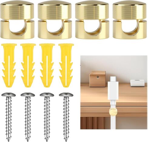 4Pcs Cord Holder for Nightstand, Phone Charger Cords Holders Adhesive Metal Cable Organizer, Wire Management Aluminum Clips Adjustable Cable Anchor Holders for Office (Bronze 4pcs) in Saudi Arabia