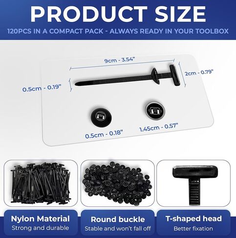 120 Pack POZOZA Nylon Universal Cable Tie Buckle - Zipper Clips For Car - Zip Tie Clips Automotive - Fasteners Clips - Heavy Duty Self - Locking Zipper Clips with Pin & Button in Saudi Arabia