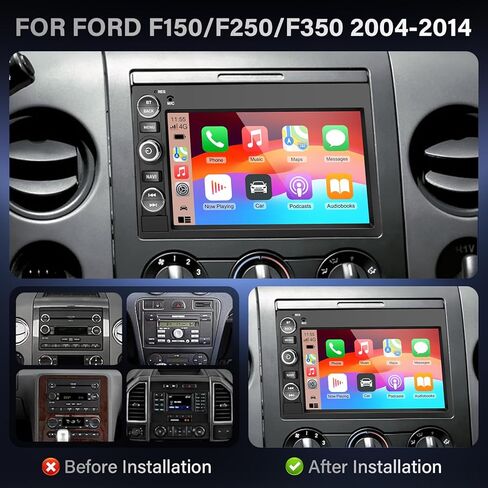ستيريو سيارة لفورد F150 2004-2010، 2 ​​جيجابايت + 64 جيجابايت 7 بوصة تعمل باللمس وحدة رأس أندرويد لـ F250/F350 2006-2014، CarPlay اللاسلكي وAndroid Auto، 5G WiFi، GPS، بلوتوث، FM/AM، كاميرا احتياطية AHD، SWC in Kuwait