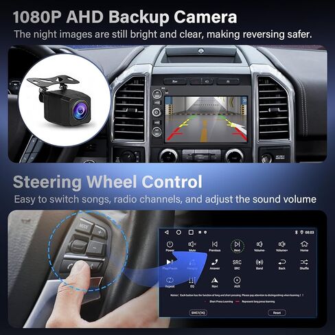 ستيريو سيارة لفورد F150 2004-2010، 2 ​​جيجابايت + 64 جيجابايت 7 بوصة تعمل باللمس وحدة رأس أندرويد لـ F250/F350 2006-2014، CarPlay اللاسلكي وAndroid Auto، 5G WiFi، GPS، بلوتوث، FM/AM، كاميرا احتياطية AHD، SWC in Kuwait