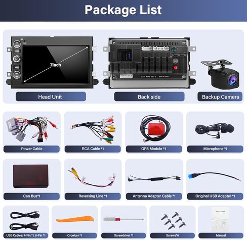 ستيريو سيارة لفورد F150 2004-2010، 2 ​​جيجابايت + 64 جيجابايت 7 بوصة تعمل باللمس وحدة رأس أندرويد لـ F250/F350 2006-2014، CarPlay اللاسلكي وAndroid Auto، 5G WiFi، GPS، بلوتوث، FM/AM، كاميرا احتياطية AHD، SWC in Kuwait