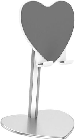 Heart Shaped Metal Desktop Tablet Stand Adjustable Phone Holder for Silver Alloy Phone Support for Home and Office Use in Saudi Arabia