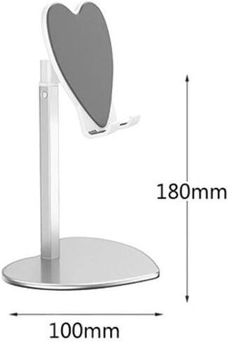Heart Shaped Metal Desktop Tablet Stand Adjustable Phone Holder for Silver Alloy Phone Support for Home and Office Use in Saudi Arabia