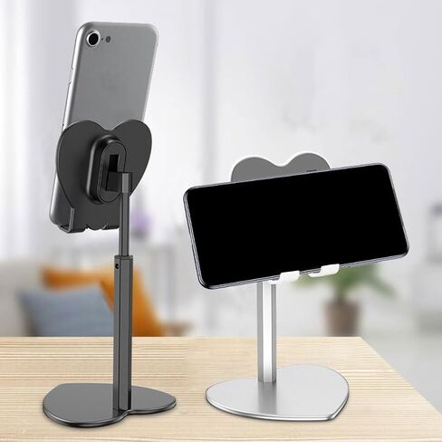 Heart Shaped Metal Desktop Tablet Stand Adjustable Phone Holder for Silver Alloy Phone Support for Home and Office Use in Saudi Arabia