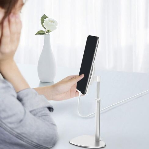 Heart Shaped Metal Desktop Tablet Stand Adjustable Phone Holder for Silver Alloy Phone Support for Home and Office Use in Saudi Arabia