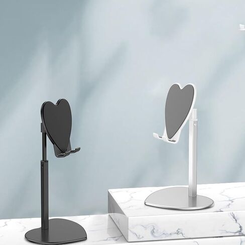 Heart Shaped Metal Desktop Tablet Stand Adjustable Phone Holder for Silver Alloy Phone Support for Home and Office Use in Saudi Arabia