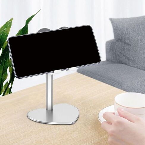 Heart Shaped Metal Desktop Tablet Stand Adjustable Phone Holder for Silver Alloy Phone Support for Home and Office Use in Saudi Arabia