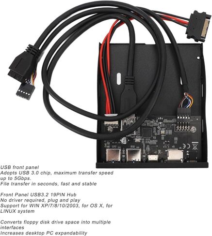 لوحة محرك مرن، 3.5 بوصة USB3.2 GEN1 نوع C لوحة محرك مرن، توصيل وتشغيل 5 جيجابت في الثانية 19PIN Hub لـ 7 8 10 11 2003 in Saudi Arabia