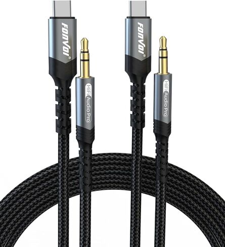 كابل USB C إلى 3.5 مم صوت Aux، محول من النوع C إلى سلك ستيريو لسماعات الرأس 3.5 مم متوافق مع: Android/iPhone15/Samsung Galaxy Note iPad Pro Google Pixel والمزيد... (4FT/2Park) in Kuwait