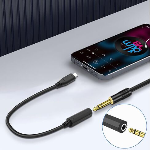 XMSJSIY USB نوع C إلى 1/4 6.35 ملم محول سماعة الرأس USB C ذكر إلى 1/4 بوصة TRS أنثى ستيريو جاك الصوت AUX كابل محول لمكبرات الصوت وسماعات الرأس والكمبيوتر المحمول - 30 سم/11.8 بوصة - قطعتان in Saudi Arabia