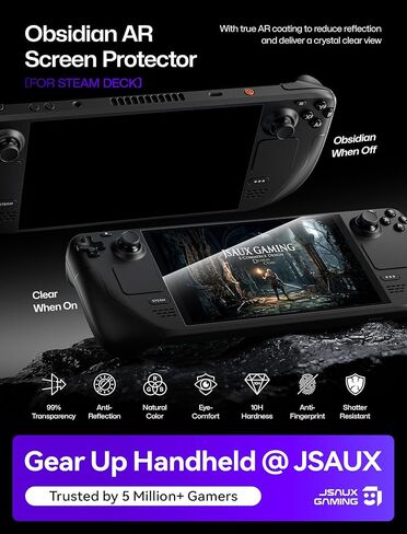 JSAUX 2-Pack Obsidian AR Screen Protector for Steam Deck, Anti-Reflection & Ultra Clear 10H Hardness Easy to Install with Guide Frame Scratch Resistant Tempered Glass for Steam Deck LCD & OLED in Saudi Arabia