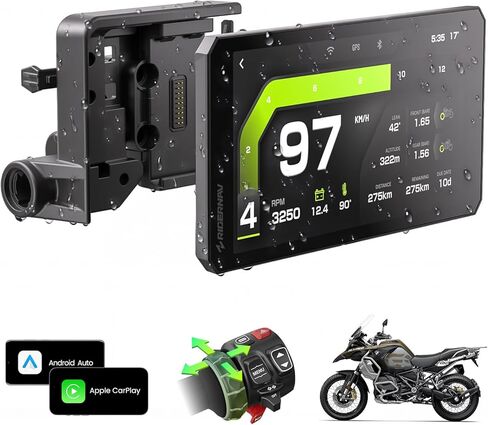 R7M 7 بوصات CarPlay & Android Auto للدراجات النارية BMW - عجلة العجائب الأصلية والتحكم في كاميرا الحركة (GoPro/Insta360)| TPMS/RPM| تحديثات OTA|1200-Nit IP69K GPS | Nav Prep 5/6 in Kuwait